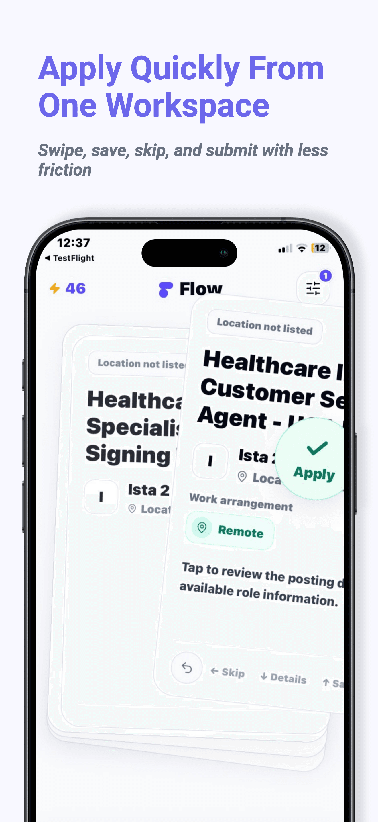 Flow iPhone auto apply screen